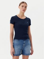 Tommy Jeans T-Shirt DW0DW19502 Granatowy Slim Fit. Niebieskie t-shirty Tommy Jeans, xl, bez wzorów, z bawełny, bez kołnierzyka, bez ramiączek. Za 109.99 zł.