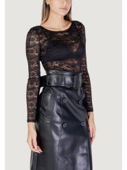 Morgan Body 242-TLACE Czarny Slim Fit. Czarne body i gorsety Morgan, bez wzorów, z syntetyku, bez ramiączek. Za 129.99 zł.