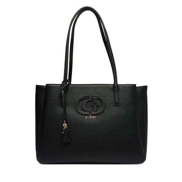 Torebka Guess. Czarne shopper bag Guess, z aplikacjami, bez dodatków. Za 679.99 zł.