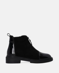 ZAMSZOWE BOTKI Z SUWAKIEM H011SUBLOBB045. Botki Venezia, bez wzorów, ze skóry, bez obcasa, bez zapięcia. Za 349.00 zł.