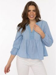 Zwillingsherz Bluzka w kolorze błękitnym rozmiar: onesize. Niebieskie bluzki Zwillingsherz, bez wzorów, z bawełny, bez kołnierzyka, bez ramiączek. Za 104.99 zł.