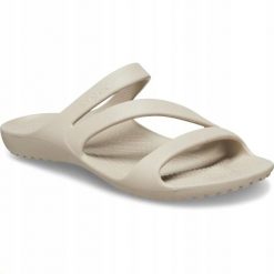 Klapki Dla Dorosłych Crocs Kadee II. Brązowe klapki Crocs, bez wzorów, z materiału, bez obcasa, bez zapięcia. Za 119.99 zł.
