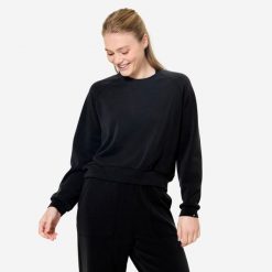 Bluza do jogi damska Domyos. Czarne bluzy bez kaptura STAREVER, xl, bez wzorów, z elastanu, bez kaptura, na jogę i pilates. Za 129.99 zł.