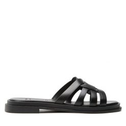 Klapki Bata. Czarne klapki Bata, bez wzorów, bez obcasa, bez zapięcia. Za 269.99 zł.