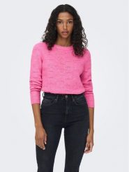ONLY Sweter 15234745 Różowy Regular Fit. Czerwone swetry ONLY, m, bez wzorów, z syntetyku, bez ramiączek. Za 129.99 zł.
