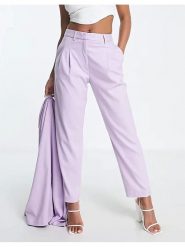 Monki Spodnie w kolorze lawendowym rozmiar: 40. Różowe spodnie materiałowe Monki, bez wzorów, z materiału, z podwyższonym stanem. Za 43.99 zł.