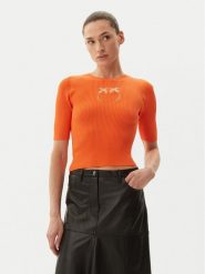 PINKO Sweter Tritone 102017 A1KW Pomarańczowy Slim Fit. Brązowe swetry Pinko, m, bez wzorów, z bawełny, bez ramiączek. Za 579.99 zł.