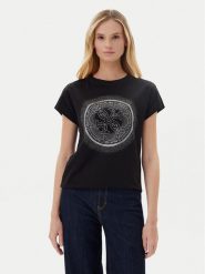 Guess T-Shirt W5YI14 I3Z14 Czarny Regular Fit. Czarne t-shirty Guess, xs, z aplikacjami, z bawełny, bez kołnierzyka, bez ramiączek. Za 239.99 zł.