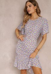 Niebieska Sukienka Midi o Pudełkowym Kroju w Kwiaty Kimbr. Niebieskie sukienki Renee, l, bez wzorów, bez kołnierzyka, bez ramiączek, midi. W wyprzedaży za 34.99 zł.