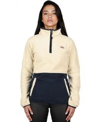 Geographical Norway Bluza polarowa "Touki" w kolorze kremowo-granatowym rozmiar: XXL. Brązowe bluzy bez kaptura Geographical Norway, xxl, bez wzorów, z polaru, bez kaptura. Za 83.81 zł.