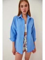 Hapiness Istanbul Koszula w kolorze błękitnym rozmiar: 40. Niebieskie koszule Hapiness Istanbul, bez wzorów, bez kołnierzyka, bez ramiączek. Za 70.24 zł.