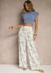 Beżowe Spodnie z Bawełny o Szerokim Kroju High Waist Tilressa. Brązowe jeansy Renee, bez wzorów, z bawełny, z podwyższonym stanem, krótkie. W wyprzedaży za 67.99 zł.