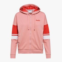 Bluza damska DIADORA L.HD FZ SWEAT LOGO. Czerwone bluzy Diadora, l, bez wzorów, bez kaptura. Za 69.99 zł.