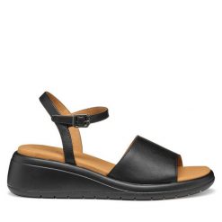 Sandały Geox. Czarne sandały Geox, bez wzorów, bez obcasa, na koturnie, bez zapięcia. Za 429.99 zł.