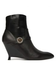 PINKO Botki Gwen 04 SD0639P095 Czarny. Czarne botki Pinko, bez wzorów, ze skóry, bez obcasa, na koturnie, bez zapięcia. Za 1,399.00 zł.