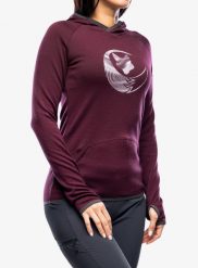Bluza z kapturem damska Sensor Merino Up Fleece Hooded. Czerwone bluzy Sensor, s, bez wzorów, z materiału, bez ramiączek, z kapturem. Za 510.39 zł.
