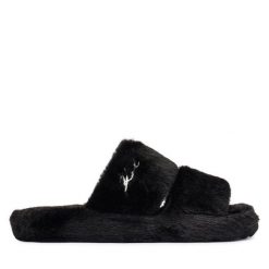 Kapcie KARL LAGERFELD. Czarne kapcie KARL LAGERFELD, bez wzorów. Za 439.99 zł.