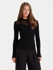 Morgan Sweter 252-MAMDO Czarny Slim Fit. Czarne swetry Morgan, m, bez wzorów, z wiskozy, bez ramiączek. Za 189.98 zł.