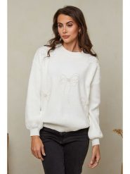 Soft Cashmere Sweter w kolorze białym rozmiar: 34/36. Białe swetry Soft Cashmere, bez wzorów, klasyczne, bez ramiączek. Za 105.38 zł.