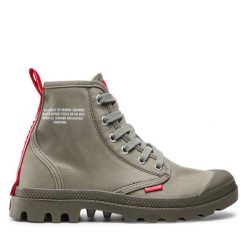 Trapery Palladium. Zielone traperki Palladium, bez wzorów, bez obcasa, bez zapięcia. Za 429.99 zł.