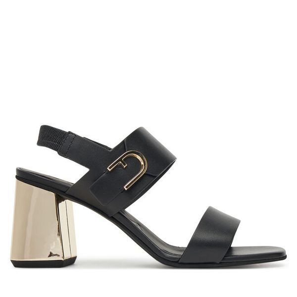Sandały Furla. Czarne sandały Furla, bez wzorów, bez obcasa, na słupku, bez zapięcia. Za 749.99 zł.