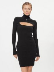 Calvin Klein Jeans Sukienka dzianinowa 2 In 1 Tight Ls Sweater Dress J20J222515 Czarny Slim Fit. Czarne sukienki Calvin Klein Jeans, xl, bez wzorów, z bawełny, bez kołnierzyka, bez ramiączek. Za 349.99 zł.