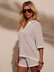 Milan Kiss Sweter w kolorze kremowo-szarobrązowym rozmiar: M. Brązowe swetry Milan Kiss, m, bez wzorów, bez ramiączek. Za 184.95 zł.
