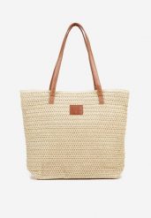 Beżowa Plażowa Torebka Shopperka z Plecionki Rivauri. Brązowe torebki klasyczne Renee, bez wzorów, eleganckie, bez dodatków. Za 59.99 zł.