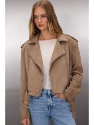 Trendyol Kurtka w kolorze jasnobrązowym ze skóry syntetycznej rozmiar: L. Brązowe kurtki Trendyol, l, bez wzorów, ze skóry, bez kaptura. Za 174.84 zł.