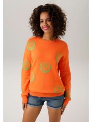 Aniston Sweter w kolorze pomarańczowym rozmiar: 38. Pomarańczowe swetry Aniston, bez wzorów, z bawełny, bez ramiączek. Za 74.63 zł.