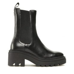 Botki GINO ROSSI. Czarne botki Gino Rossi, bez wzorów, bez obcasa, na słupku, bez zapięcia. Za 239.99 zł.