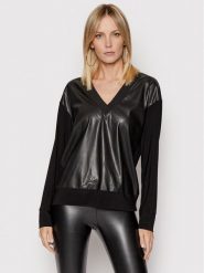 DKNY Bluzka P1RHZC90 Czarny Regular Fit. Czarne bluzki DKNY, m, bez wzorów, z syntetyku, bez kołnierzyka, bez ramiączek. Za 259.99 zł.