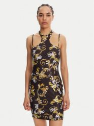 Versace Jeans Couture Sukienka koktajlowa 78HAO914 Czarny Slim Fit. Czarne sukienki Versace Jeans Couture, bez wzorów, z jeansu, wizytowe, bez kołnierzyka, bez ramiączek. Za 839.99 zł.