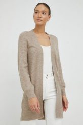 Vero Moda sweter damski kolor beżowy lekki. Brązowe swetry Vero Moda, l, bez wzorów, z dzianiny, bez ramiączek. W wyprzedaży za 89.99 zł.