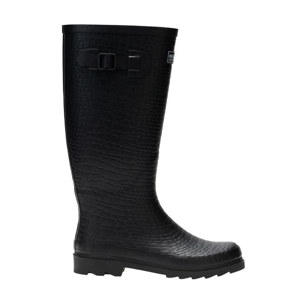 Damskie kalosze Fairweather III. Czarne kalosze Regatta, bez wzorów, z gumy, przed kolano, bez zapięcia. Za 159.99 zł.