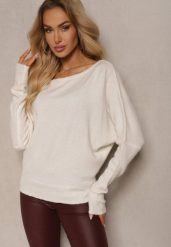 Jasnobeżowy Sweter z Lnem Oversize z Dekoltem w Łódkę Sassista. Brązowe swetry Renee, m, bez wzorów, z jeansu, biznesowe, bez ramiączek. W wyprzedaży za 111.99 zł.
