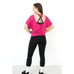Bluzka damska do tańca i fitness z odkrytymi plecami Dancer malina 2skin. Czerwone bluzki 2SkIN, bez wzorów, bez kołnierzyka, bez ramiączek. Za 129.00 zł.