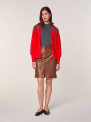 Rodier Wełniany kardigan w kolorze czerwonym rozmiar: M. Czerwone swetry Rodier, m, bez wzorów, z wełny, bez ramiączek. Za 295.99 zł.