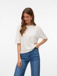 Vero Moda Sweter w kolorze kremowym rozmiar: M. Brązowe swetry Vero Moda, m, bez wzorów, bez ramiączek. Za 85.95 zł.