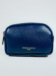 Victor & Hugo Paris Skórzany portfel "Gema" w kolorze niebieskim - 15 x 10 x 5 cm rozmiar: onesize. Niebieskie portfele Victor & Hugo Paris, bez wzorów, z materiału. Za 104.99 zł.