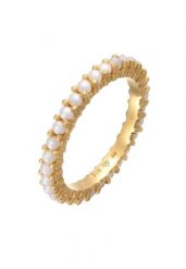 Elli Damska obrączka Memoire szklane koraliki w srebrze próby 925 Sterling Silver Pierścionki 1 ct Damski. Szare pierścionki Elli, z perłą, srebrne. Za 293.99 zł.