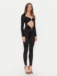 Elisabetta Franchi Kombinezon TU-043-51E2-V500 Czarny Slim Fit. Czarne sukienki Elisabetta Franchi, bez wzorów, z syntetyku, bez kołnierzyka, bez ramiączek. Za 2,149.00 zł.