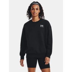 Bluza fitness damska UNDER ARMOUR Icon Fleece Oversized Crew. Czarne bluzy Under Armour, m, bez wzorów, casualowe, bez ramiączek, bez kaptura. Za 177.29 zł.