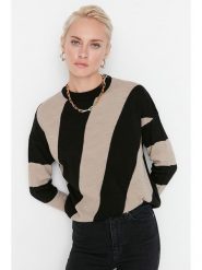 Trendyol Sweter w kolorze beżowo-czarnym rozmiar: M. Brązowe swetry Trendyol, m, bez wzorów, bez ramiączek. Za 85.62 zł.