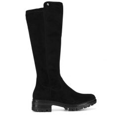 Kozaki Rieker. Czarne kozaki Rieker, bez wzorów, bez obcasa, na słupku, bez zapięcia. Za 311.00 zł.