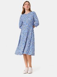 Gerry Weber Sukienka w kolorze niebiesko-beżowym rozmiar: 36. Brązowe sukienki Gerry Weber, bez wzorów, bez kołnierzyka, bez ramiączek, midi. Za 140.86 zł.