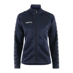 Damska kurtka dresowa z pełnym zamkiem błyskawicznym Craft Squad 2.0. Niebieskie kurtki Craft, l, bez wzorów, z dresówki, eleganckie, bez kaptura. Za 244.80 zł.