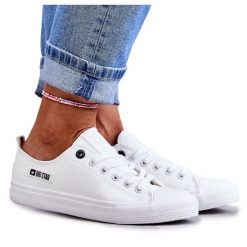 Damskie Niskie Skórzane Trampki Big Star KK274010 Białe. Białe trampki bez wzorów, z gumy, klasyczne, bez zapięcia. Za 176.25 zł.