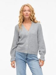 Vila Kardigan "Vitilda" w kolorze szarym rozmiar: XL. Szare swetry Vila, xl, bez wzorów, prążkowane, bez ramiączek. Za 139.87 zł.