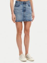 Guess Jeans Spódnica jeansowa W5GD0Q D5M4A Niebieski Regular Fit. Niebieskie spódnice Guess Jeans, m, z aplikacjami, z bawełny. Za 219.99 zł.